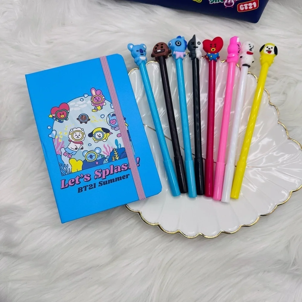 BT21 BTS Notebook, BT21 Pen Case, Stickers & BTS Pen set Stationary Bundle